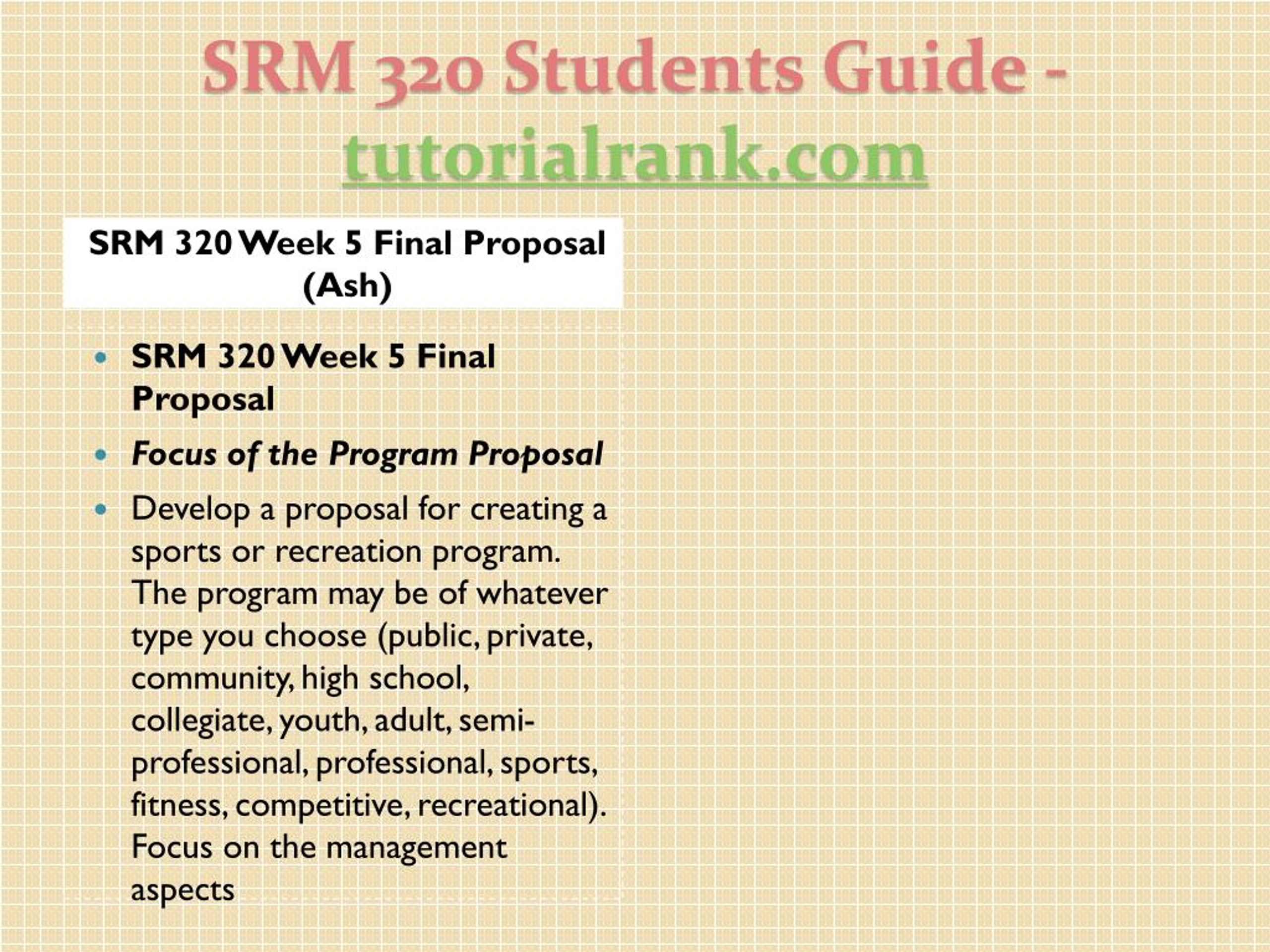 PPT - SRM 320 Students Guide -tutorialrank.com PowerPoint Presentation ...