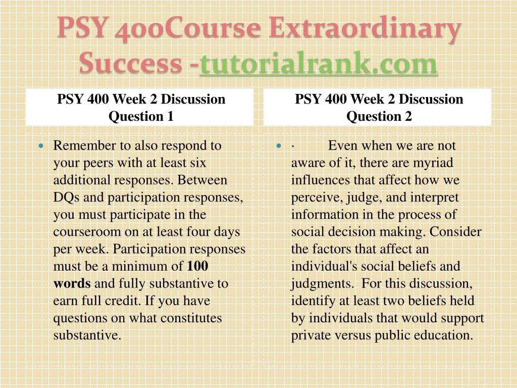 psy 400 week 4 psy 400 week 4