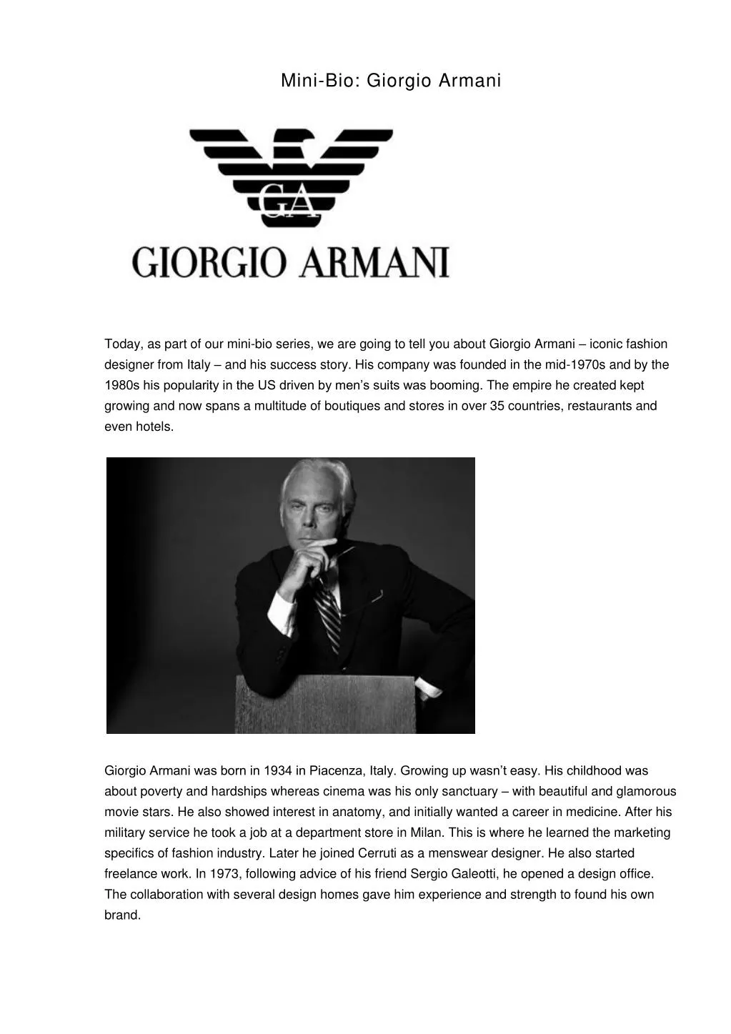 giorgio armani story