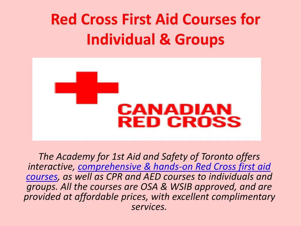 PPT - Red Cross First Aid Courses for Individual & Groups PowerPoint