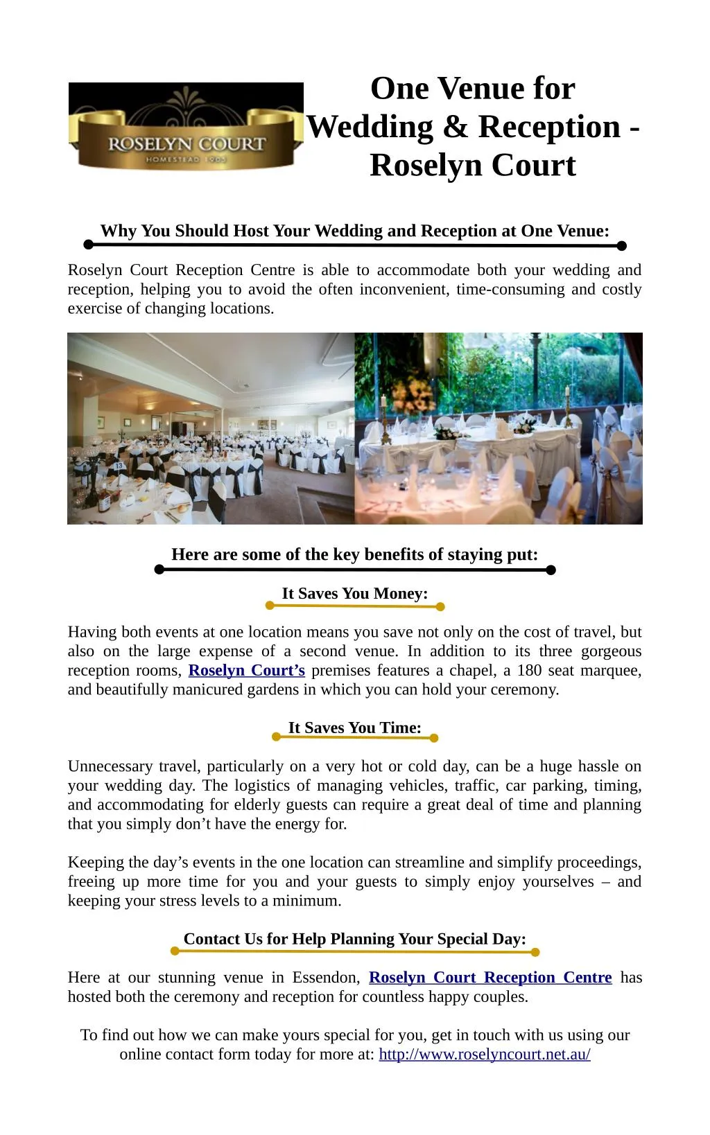 Ppt One Venue For Wedding Reception Roselyn Court Powerpoint