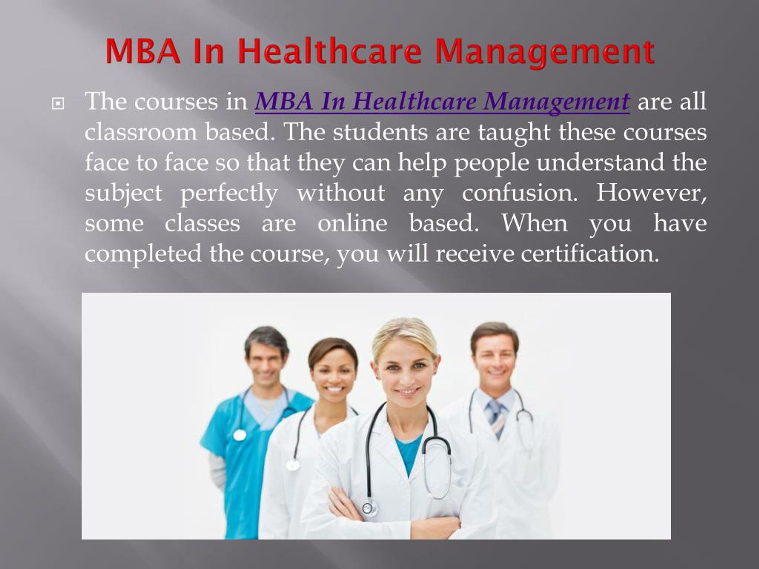 Mba In Healthcare Management1 L 