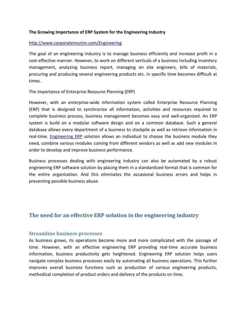 PPT - The growing importance of ERP System for the Engineering Industry ...