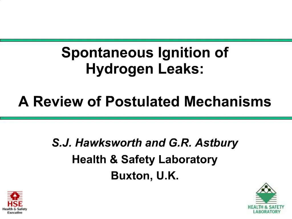 PPT Spontaneous Ignition of Hydrogen Leaks A Review of Postulated