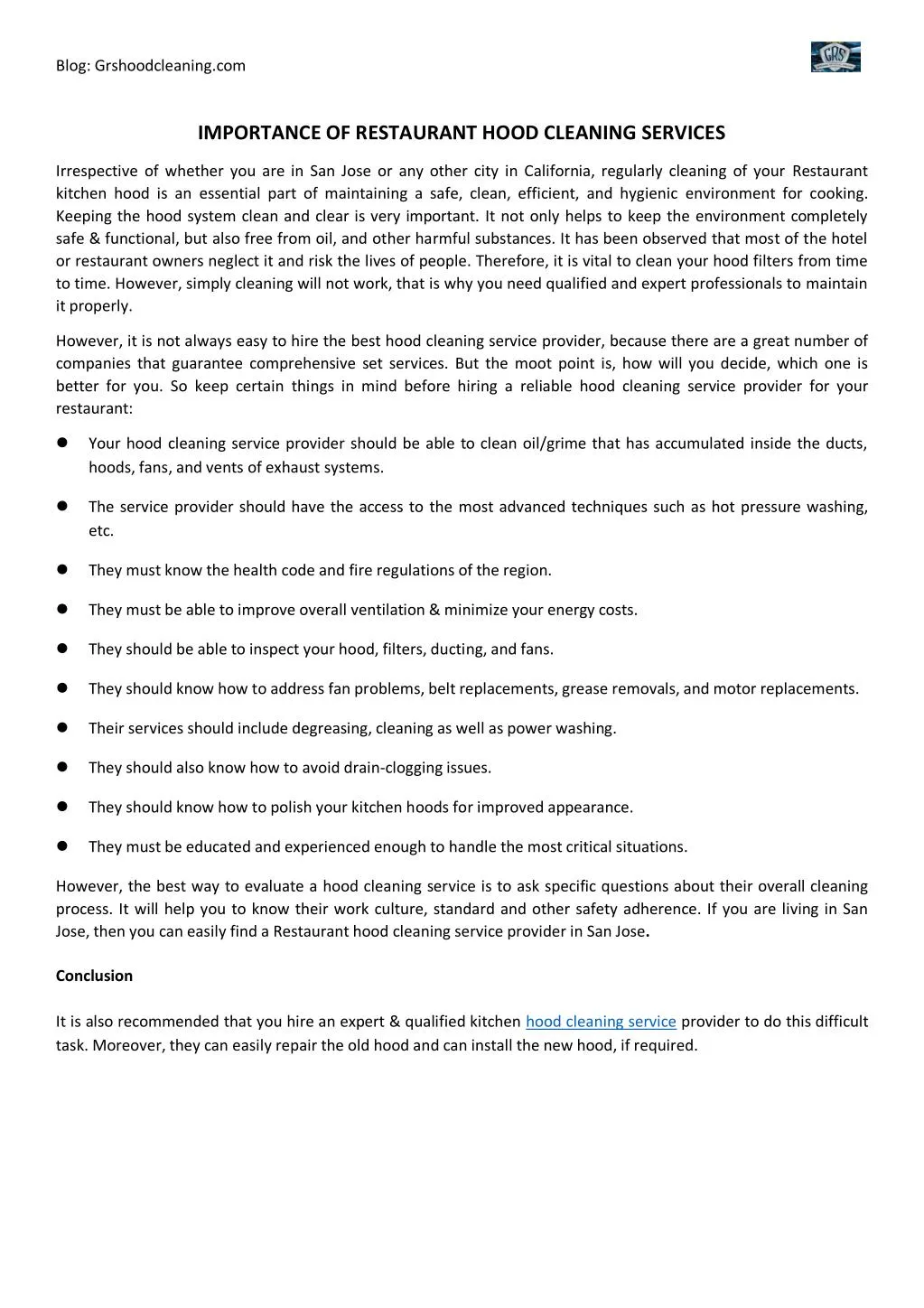 PPT Importance Of Restaurant Hood Cleaning Services PowerPoint