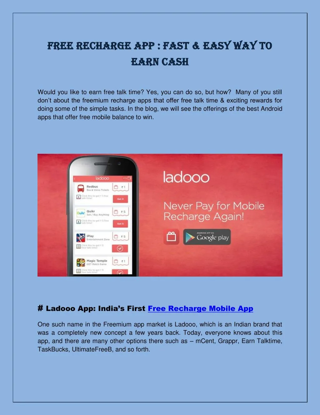 Ppt Free Recharge App Fast Easy Way To Earn Cash