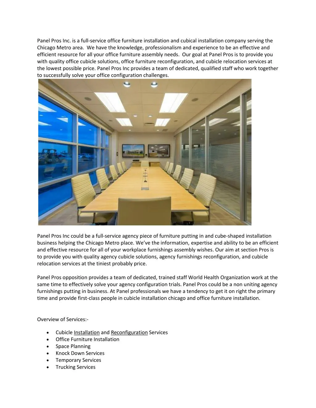 PPT office furniture installation Chicago PowerPoint Presentation