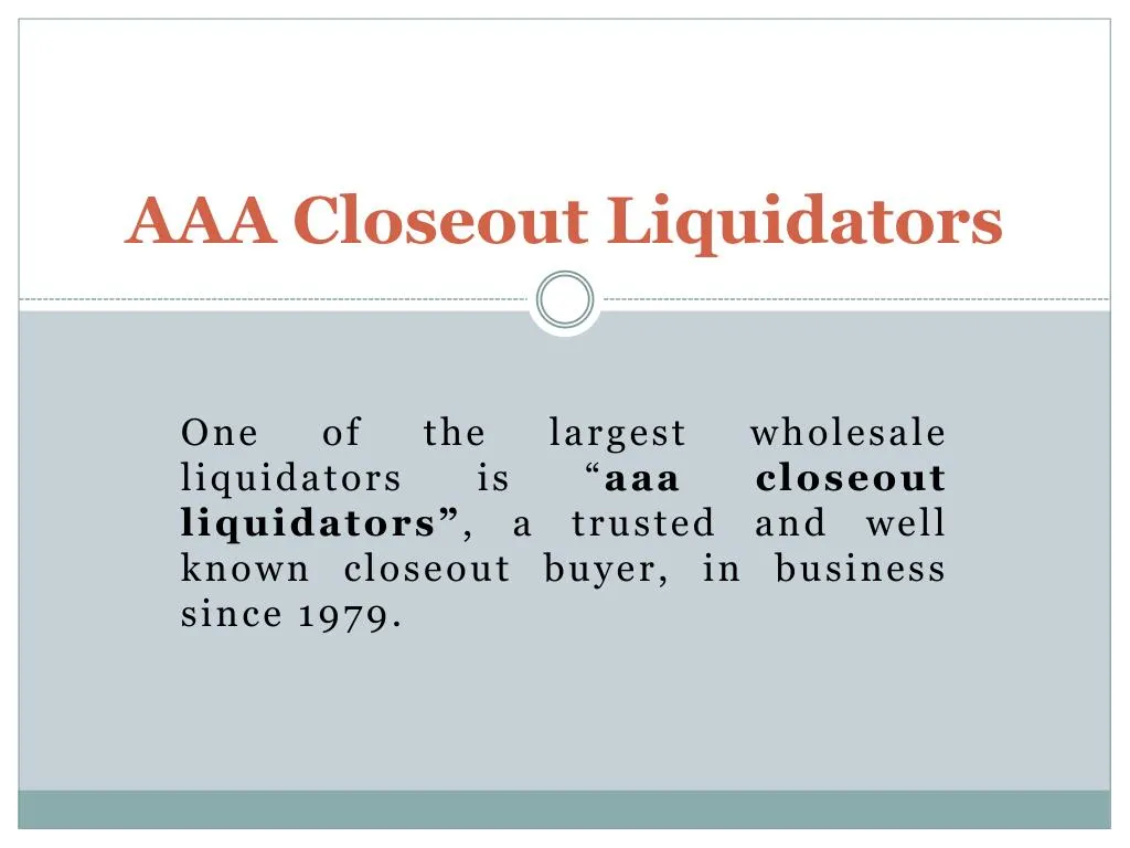 PPT Overstock ClearanceWholesale LiquidatorsCloseout Liquidators