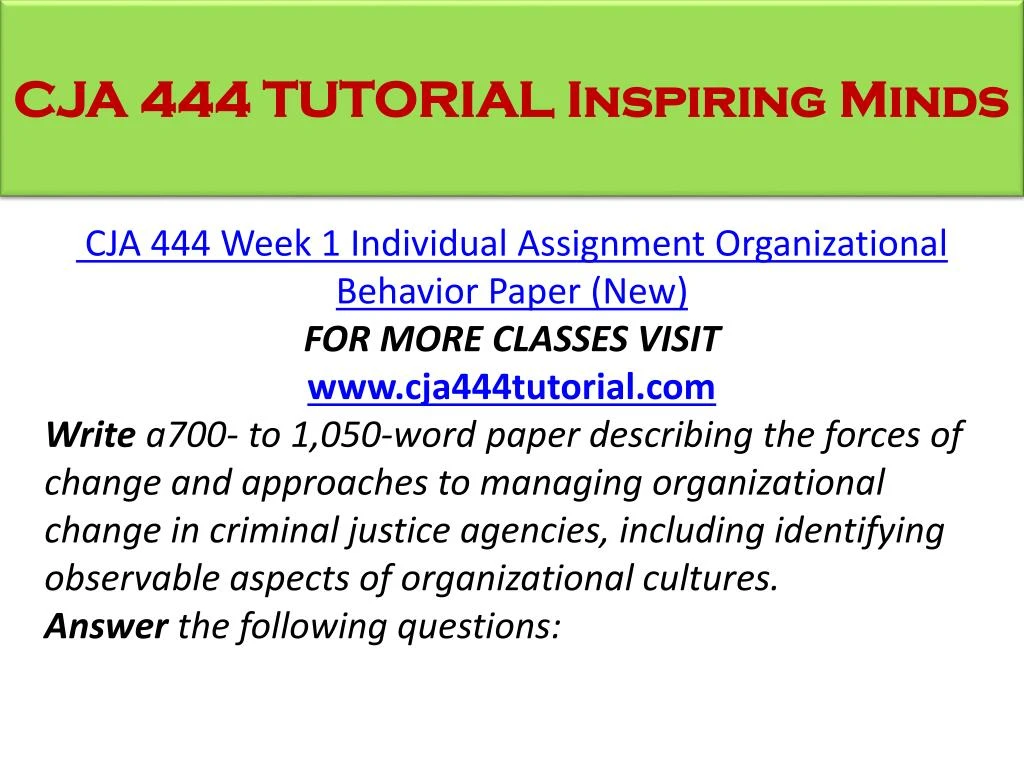 cja 444 organizational behavior Cja 444 week 1 individual assignment organizational behavior paper cja 444 week 1 individual assignment organizational behavior paper (new) . cja 444 organizational behavior Cja 444 week 1 individual assignment organizational behavior paper cja 444 week 1 individual assignment organizational behavior paper (new) .