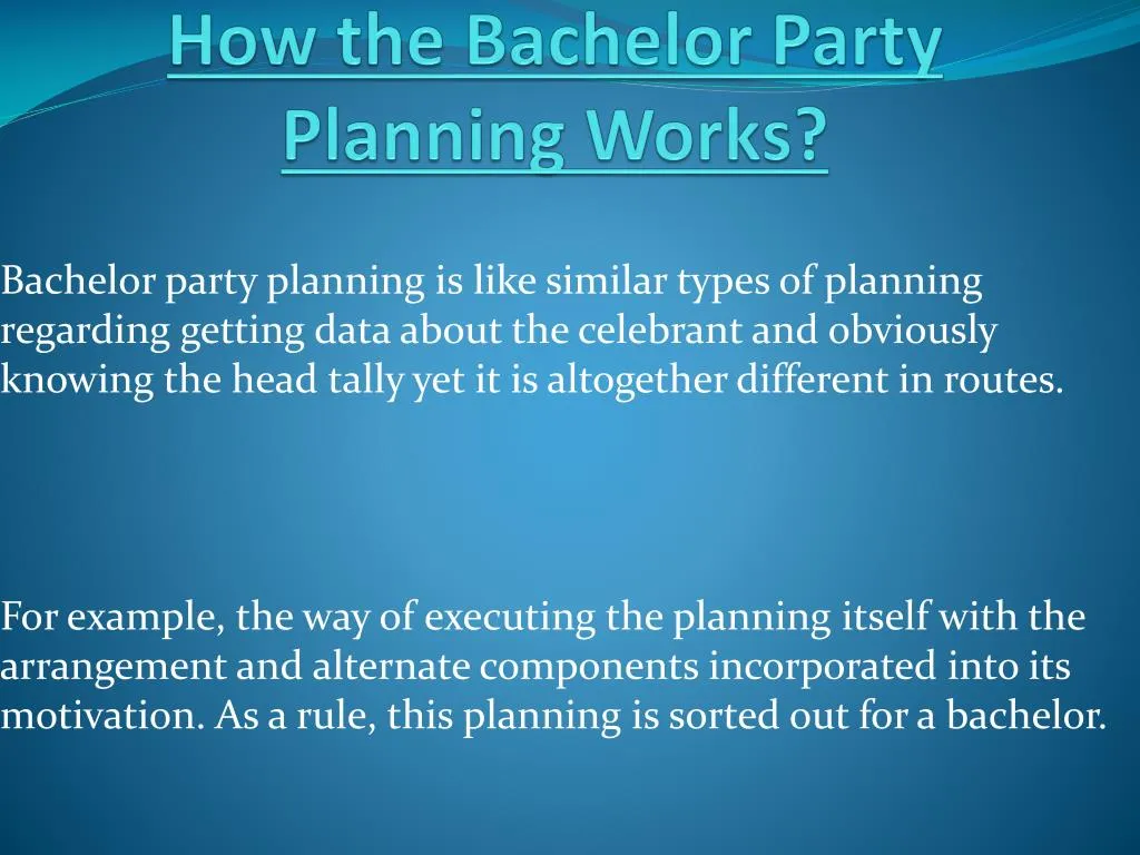 bachelor party planner