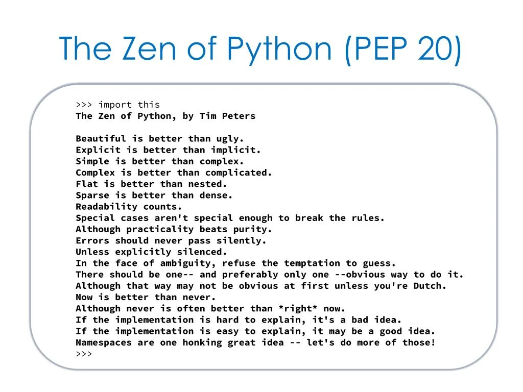 pep20 zen of python