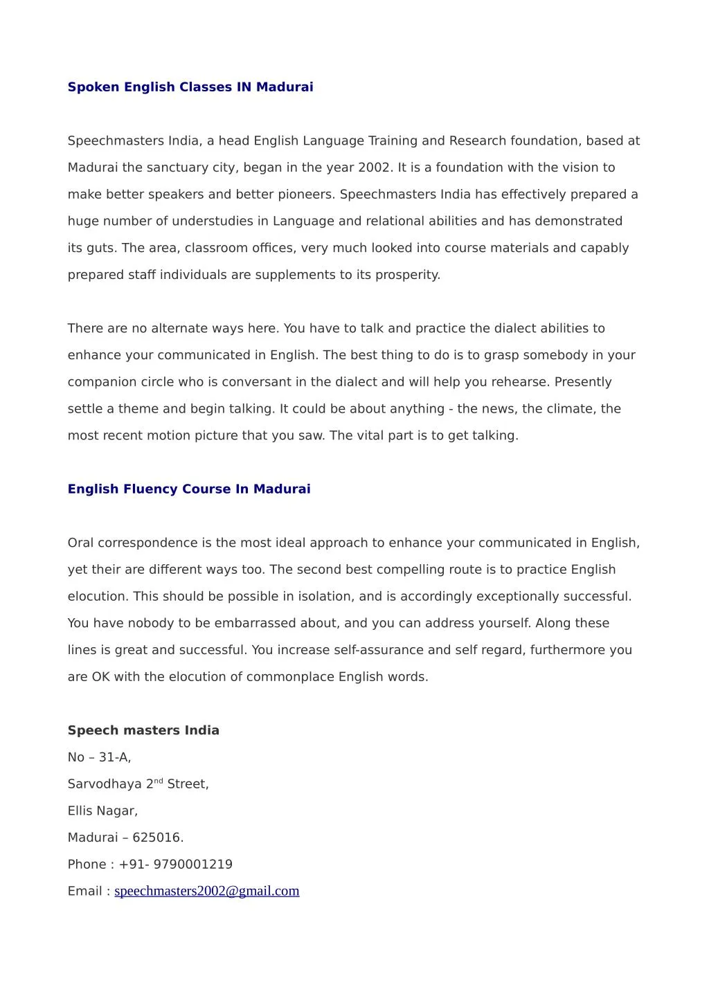 PPT Spoken English Classes in Madurai English Fluency Course Madurai PPT Spoken English Classes in Madurai English Fluency Course Madurai
