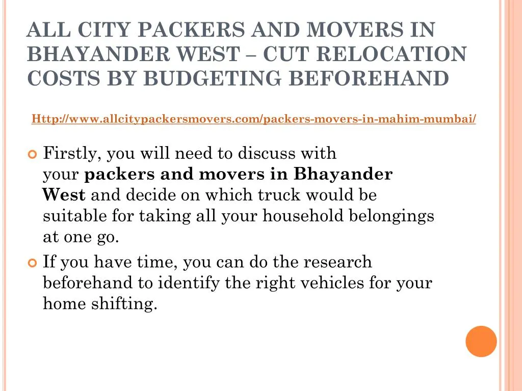 all city packers and movers in bhayander west cut relocation costs by budgeting beforehand n.