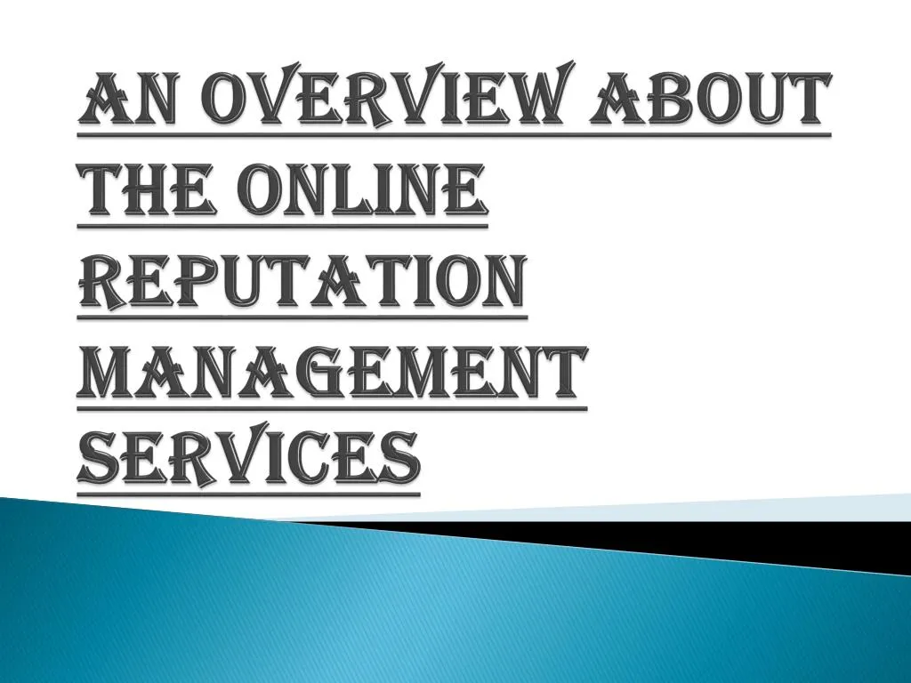 an overview about the online reputation management services n.