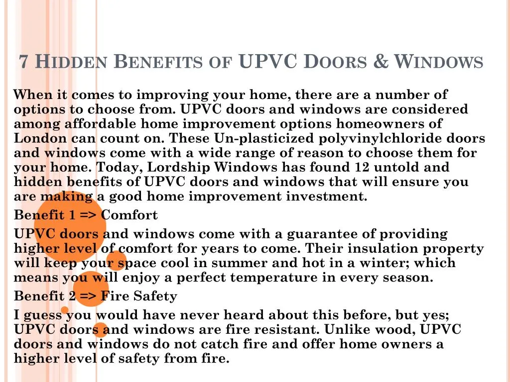 PPT - 7 Hidden Benefits Of UPVC Doors & Windows PowerPoint Presentation ...