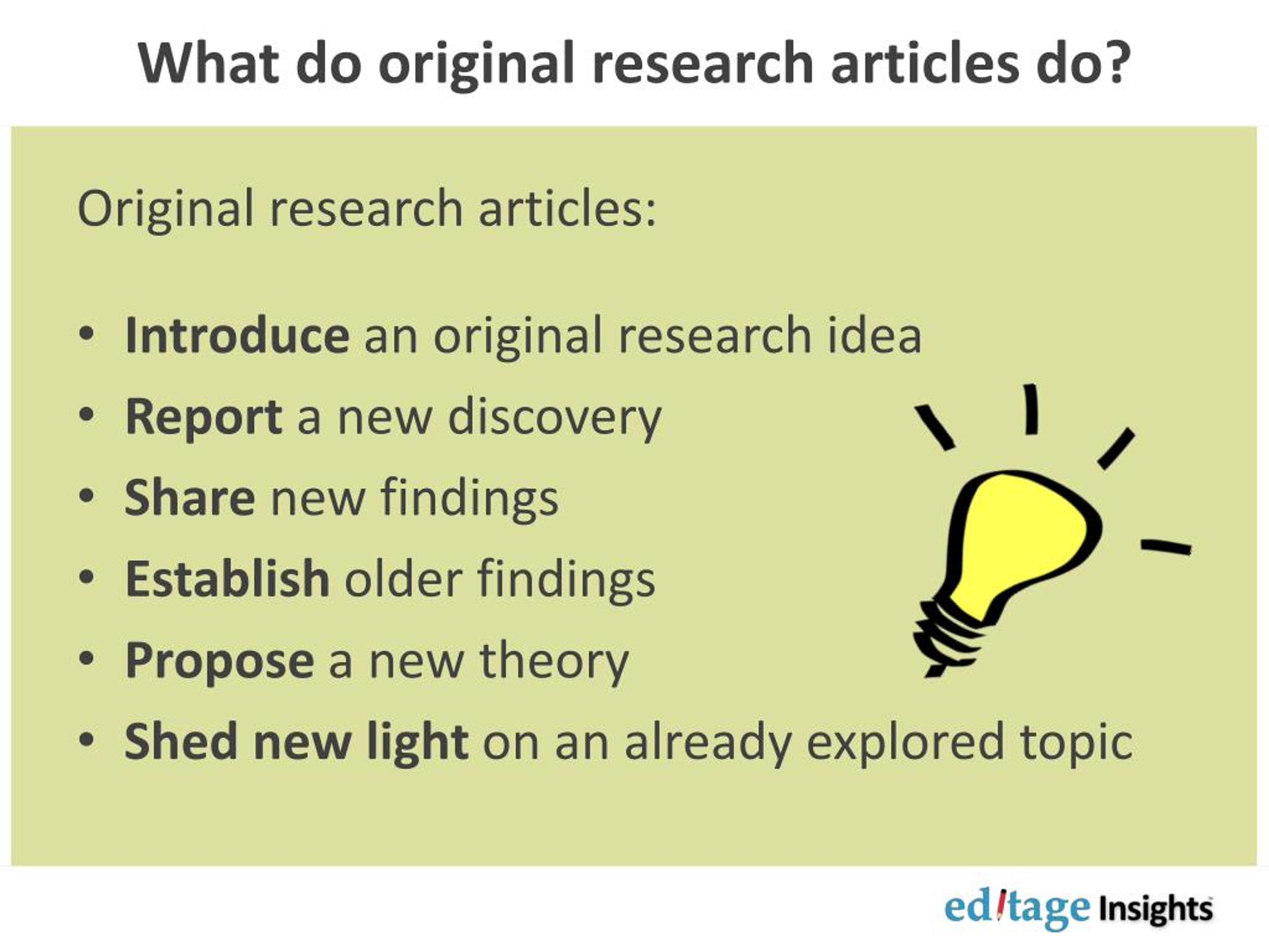 what is an original research article