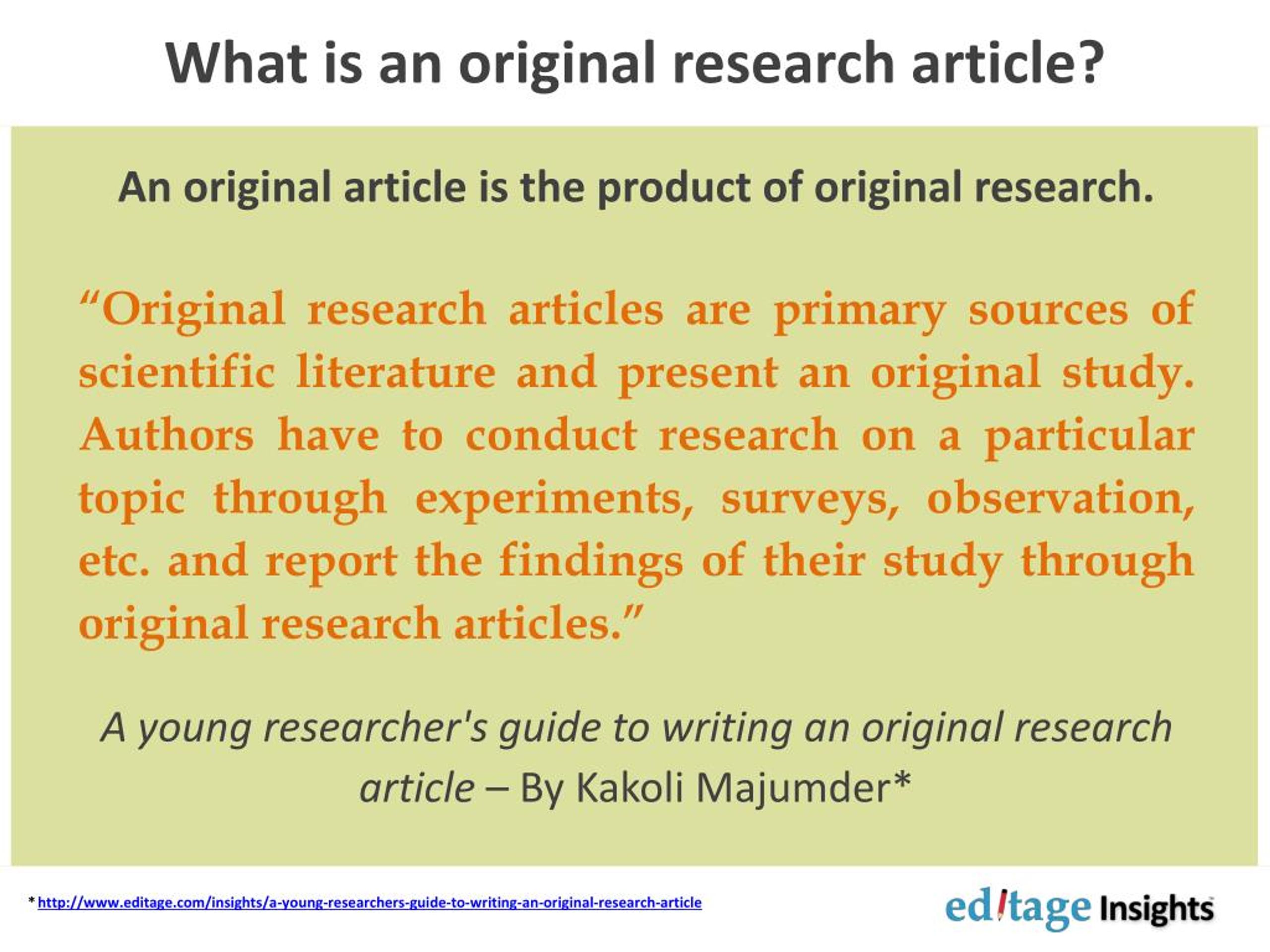 what is original research article