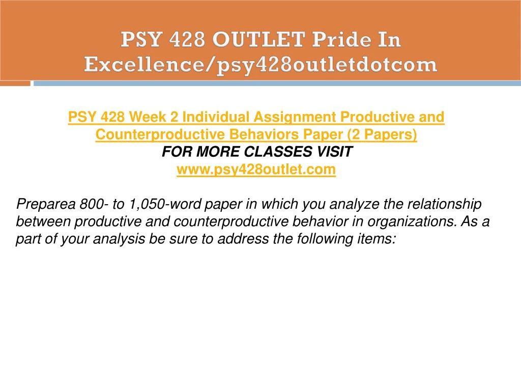 productive and counterproductive behavior paper Productive and counterproductive behaviors paper prepare a 700- to 1,050-word paper in which you analyze the relationship between productive and counterproductive behavior. productive and counterproductive behavior paper Productive and counterproductive behaviors paper prepare a 700- to 1,050-word paper in which you analyze the relationship between productive and counterproductive behavior.