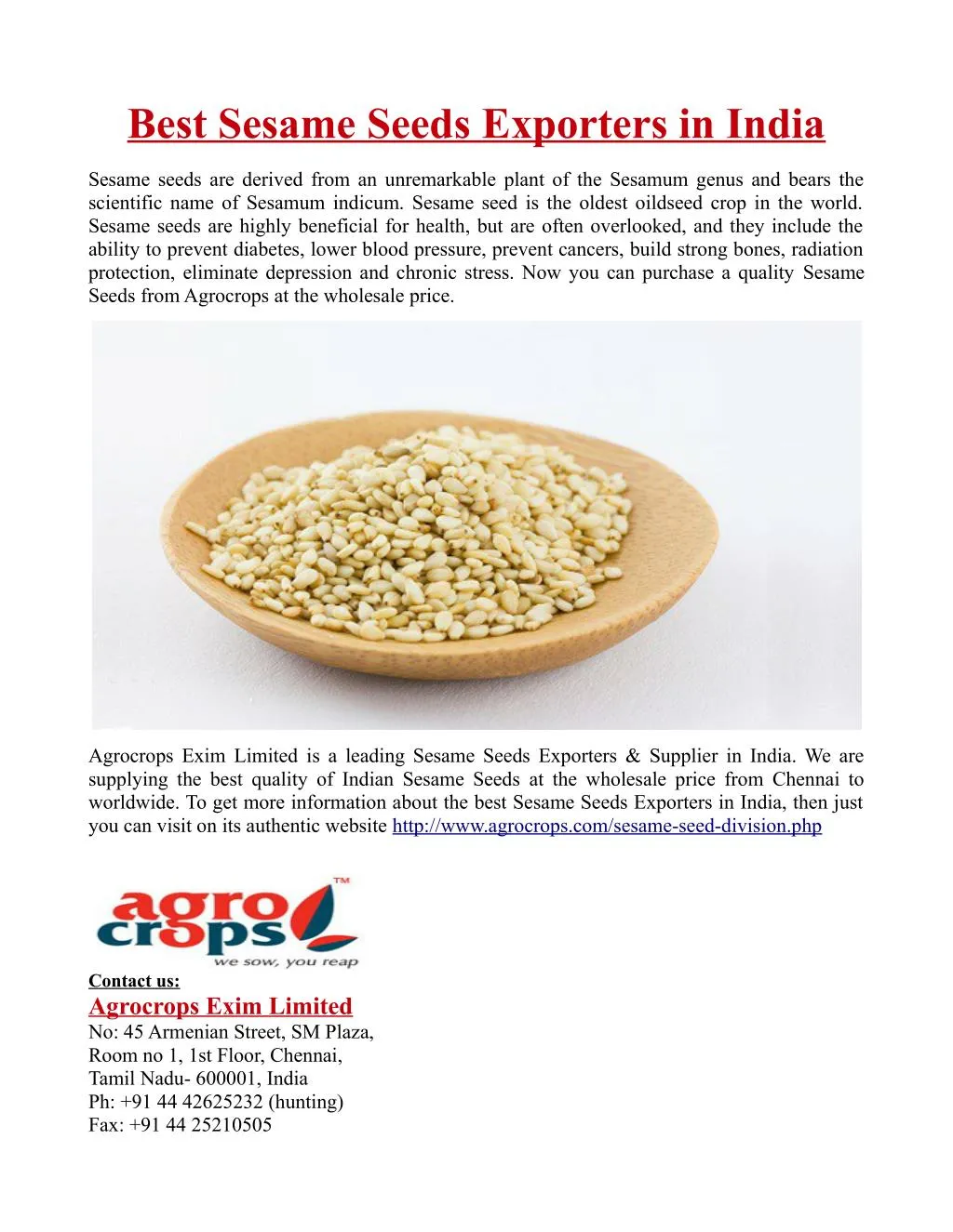 PPT Best Sesame Seeds Exporters in India PowerPoint Presentation