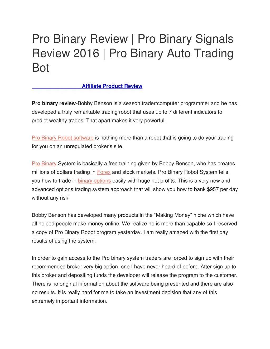 Ppt Pro Binary Review Pro Binary Signals Review 2016 Pro - 