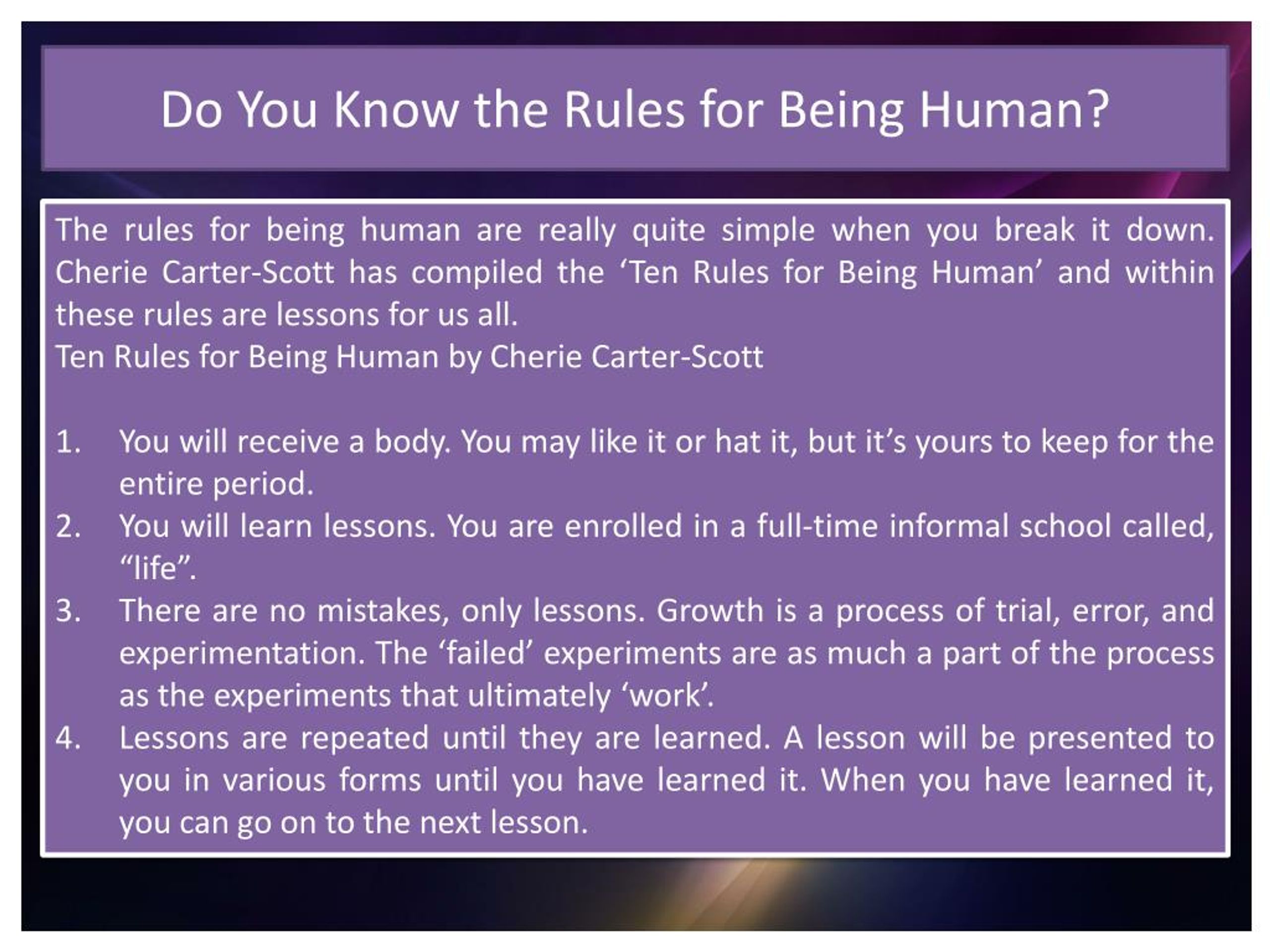 PPT - Do You Know the Rules for Being Human? PowerPoint Presentation ...