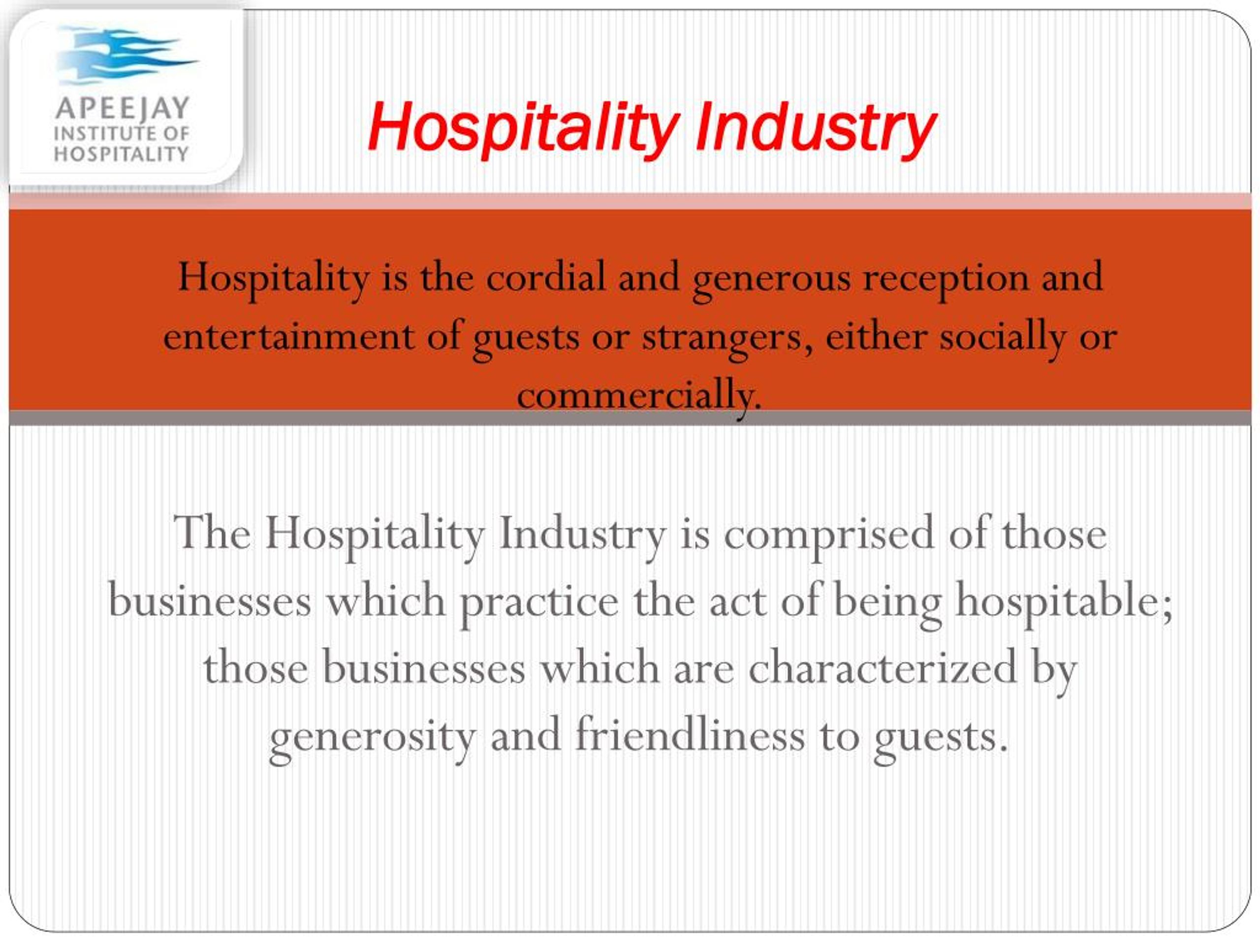 personal presentation in hospitality industry