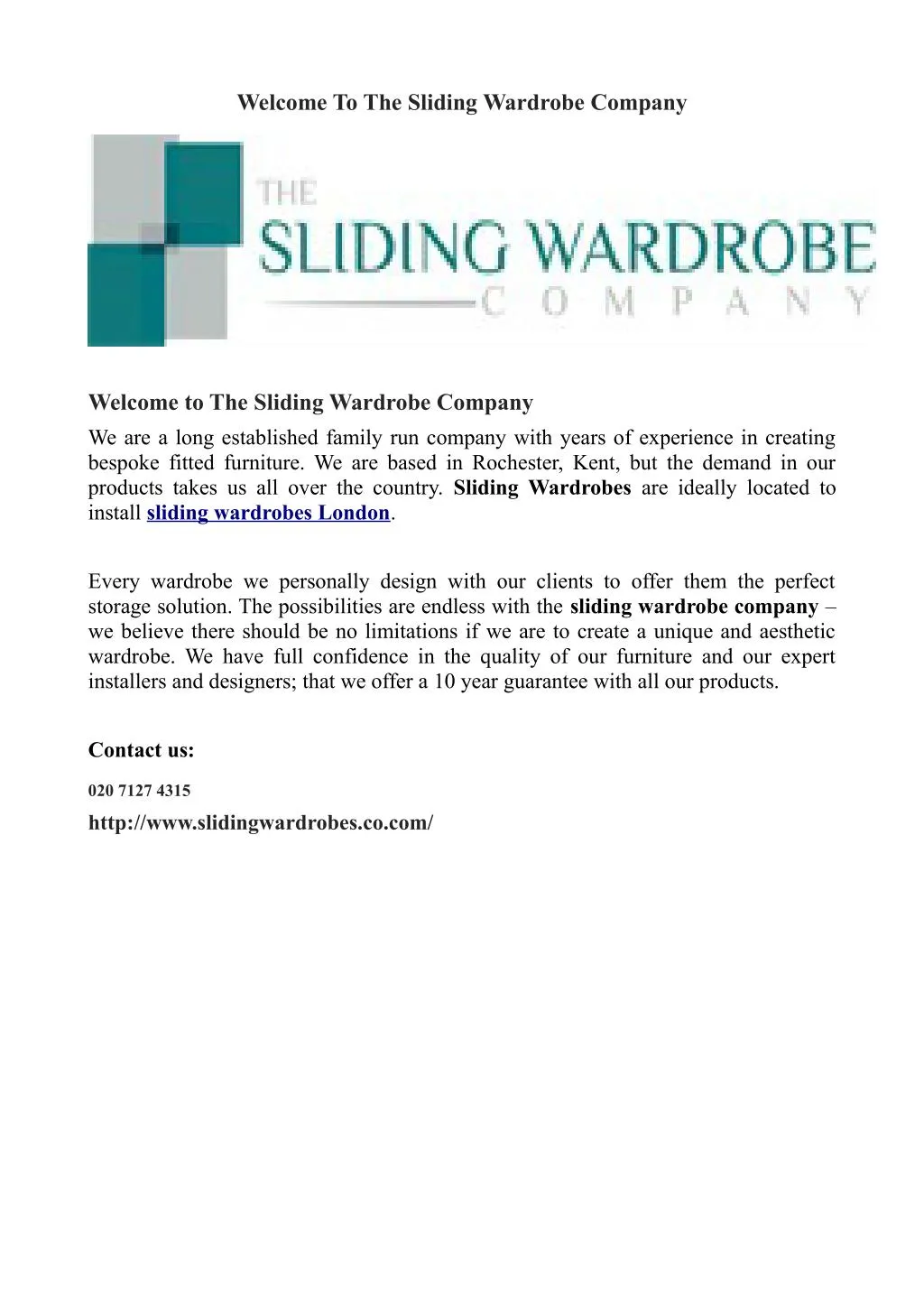 Ppt Welcome To The Sliding Wardrobe Company Powerpoint