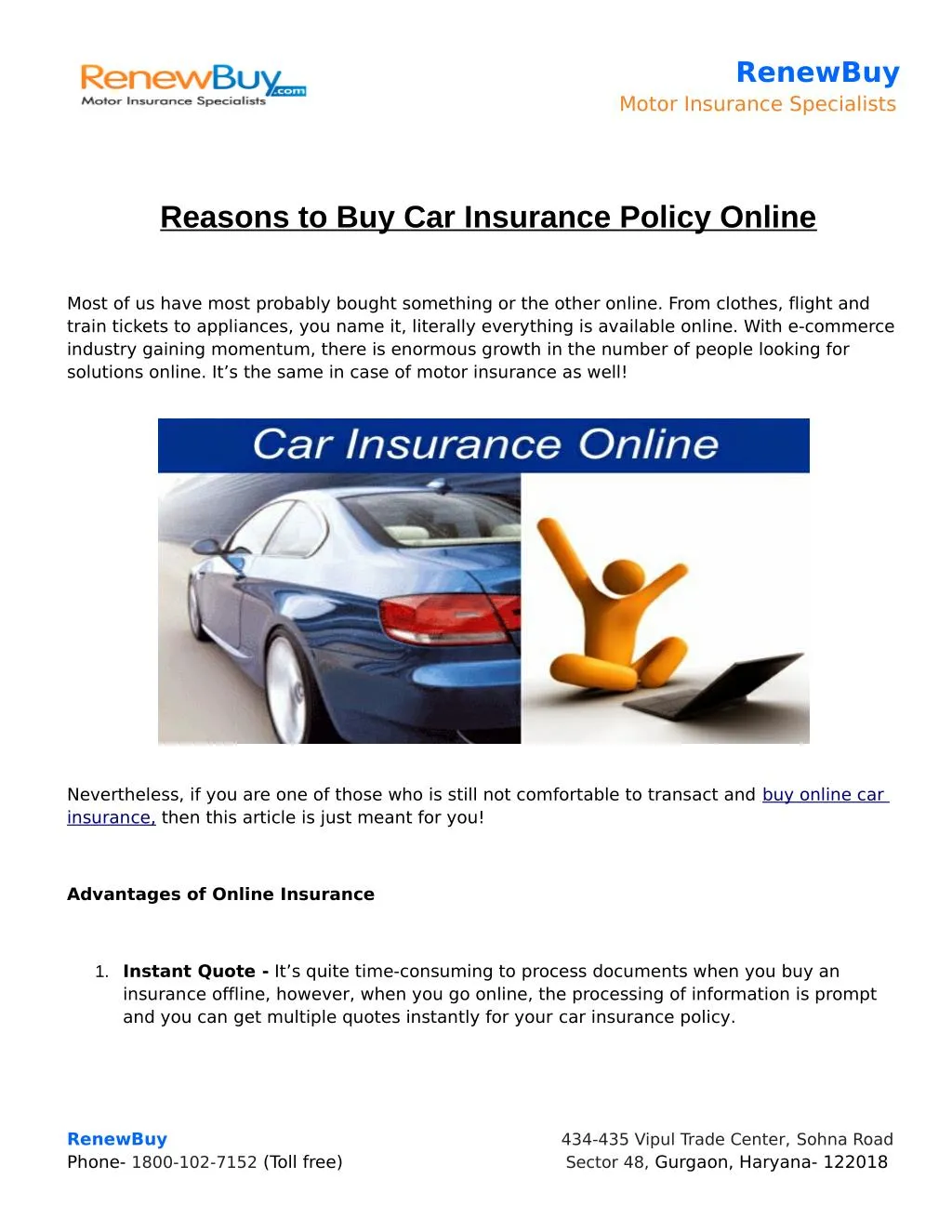 Online Car Insurance Policy