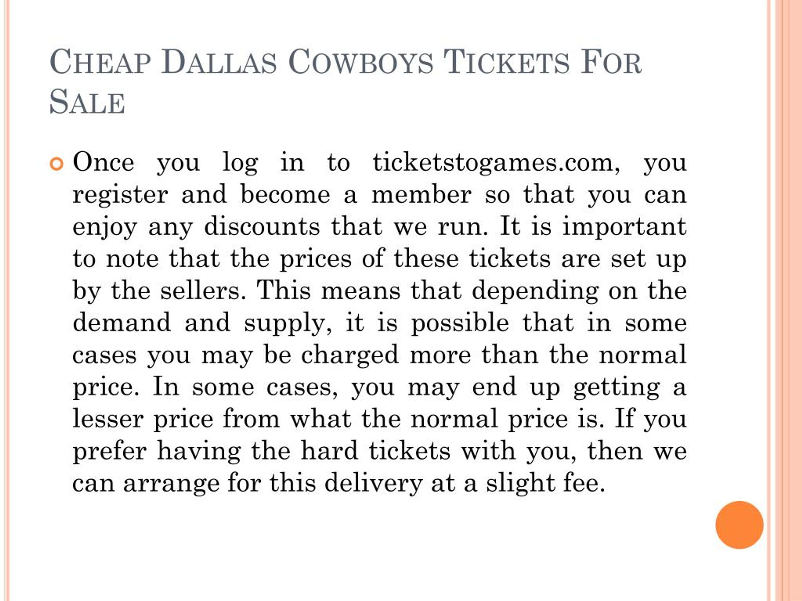 PPT Cheap Dallas Cowboys Tickets For Sale PowerPoint Presentation