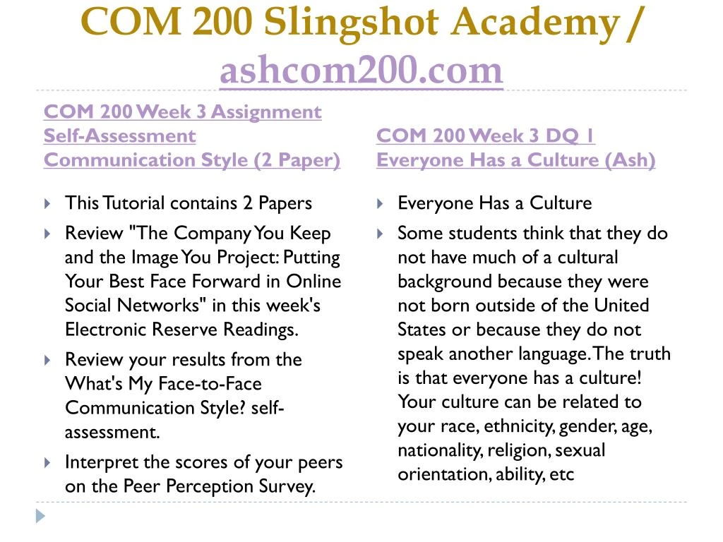 com200 wk1 assign 1 M3 wk1 - assignment 1 this assignment is part of the module module 3 - information management - 2 wks and hasn't been unlocked yet visit the course modules page for information on how to unlock this content. com200 wk1 assign 1 M3 wk1 - assignment 1 this assignment is part of the module module 3 - information management - 2 wks and hasn't been unlocked yet visit the course modules page for information on how to unlock this content.