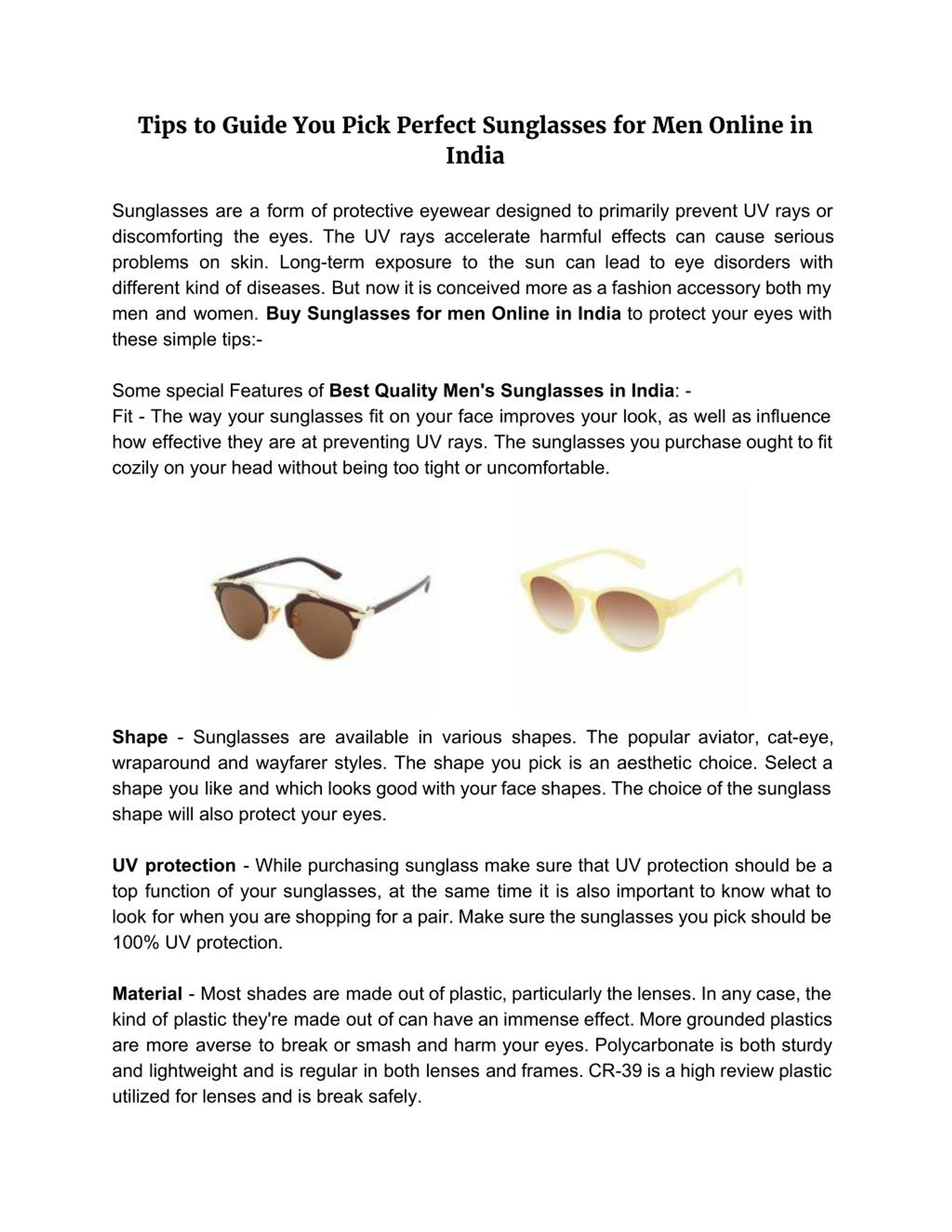 Women's Sunglasses: The most useful and fashionable accessory! – THE INDIAN  FACE