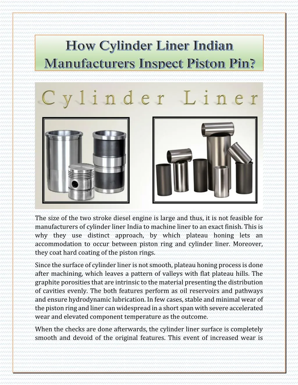 PPT How Cylinder Liner Indian Manufacturers Inspect Piston Pin