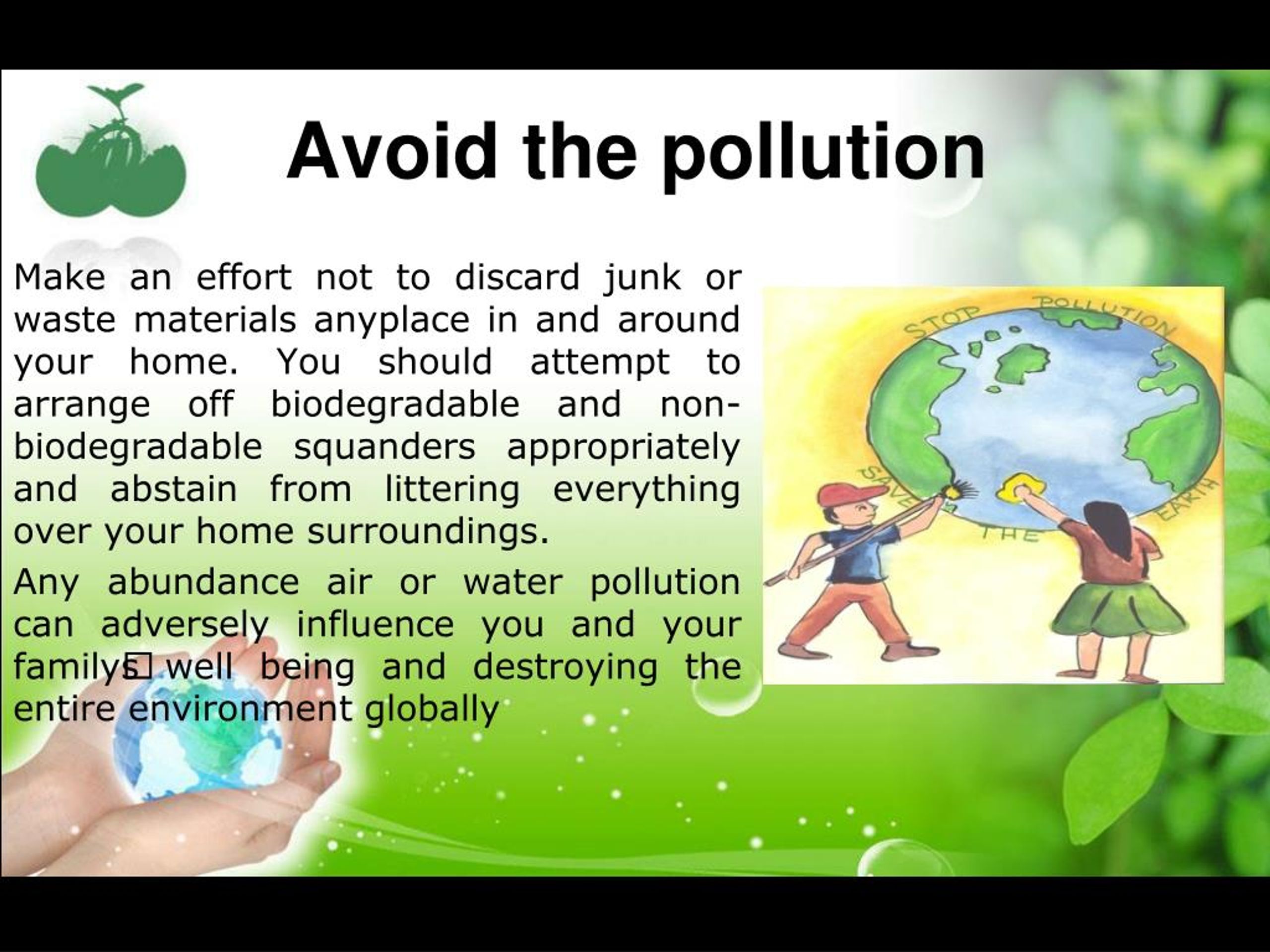 speech on how the environment can be made pollution free