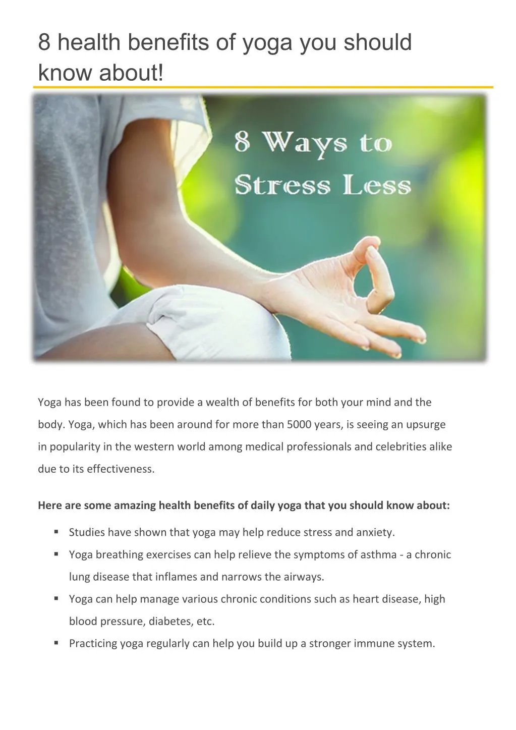 PPT 8 Health Benefits Of Yoga You Should Know About PowerPoint