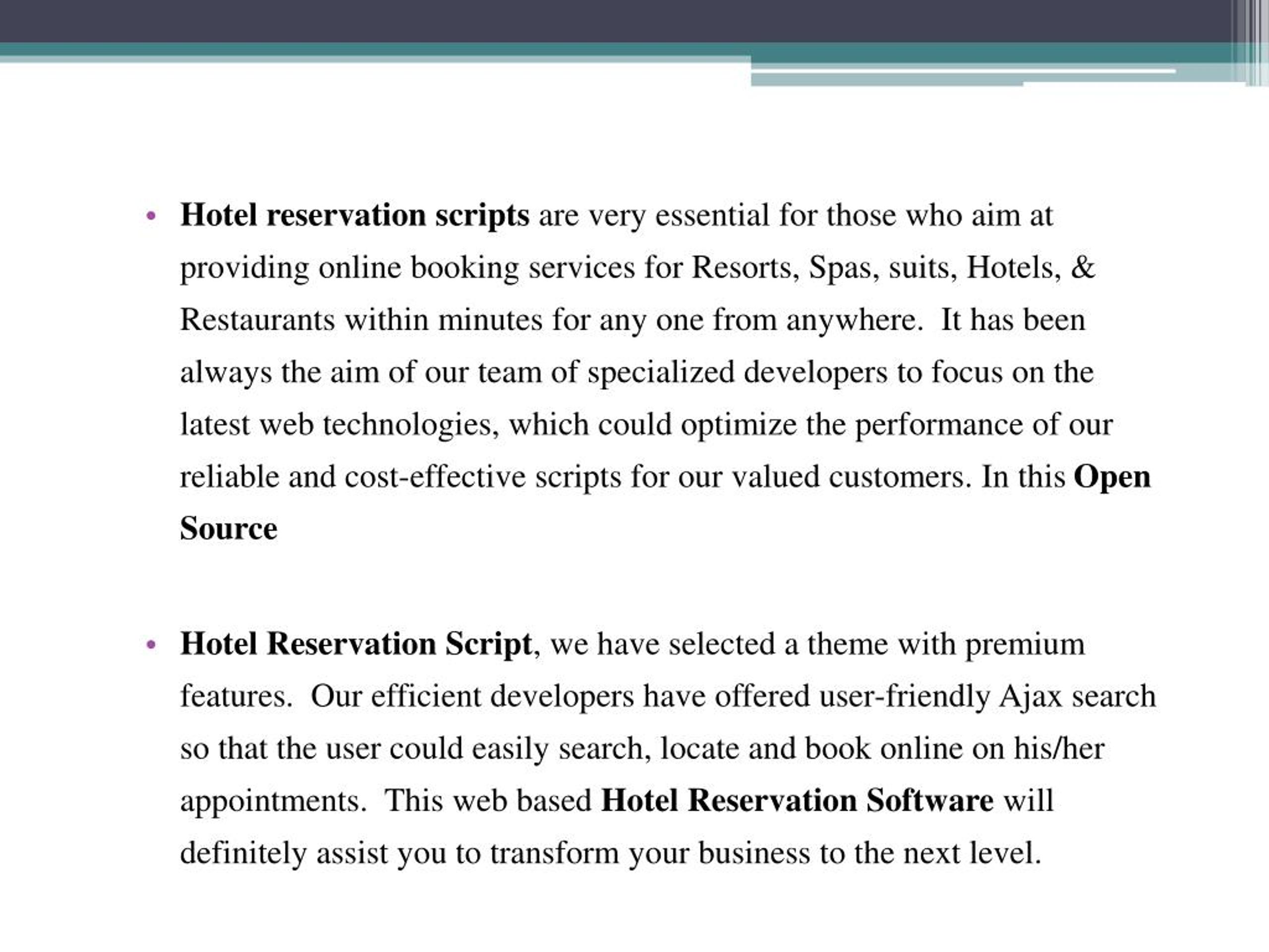 hotel presentation script