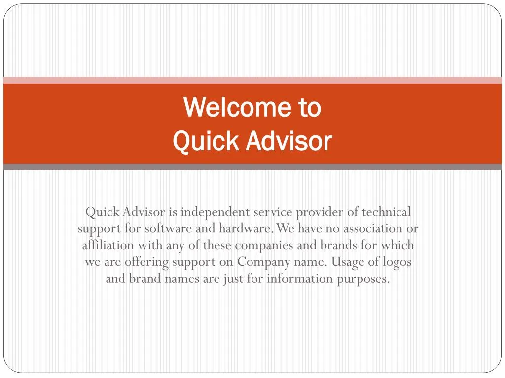 welcome to quick advisor n.