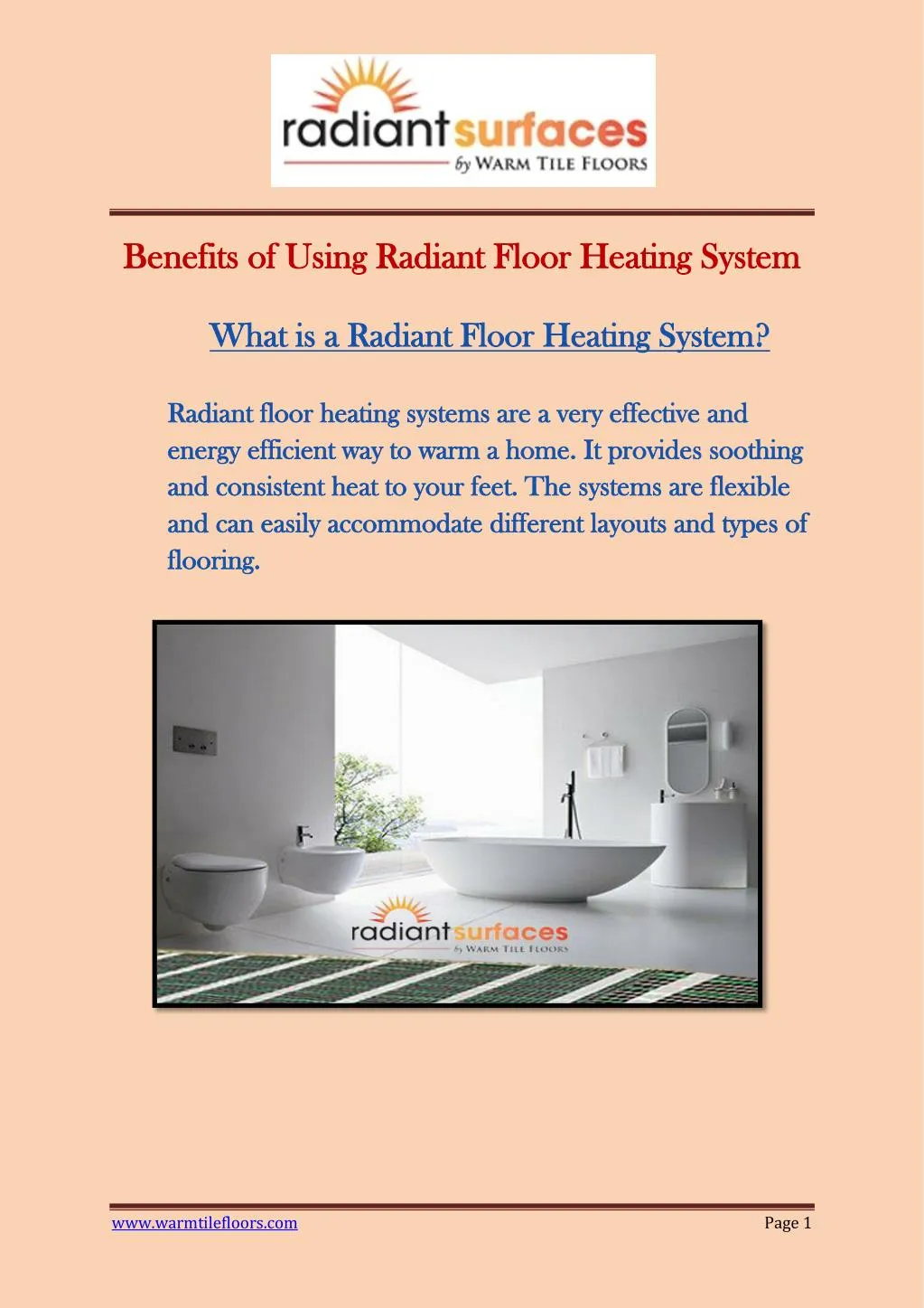 Ppt Benefits Of Using Radiant Floor Heating System Powerpoint