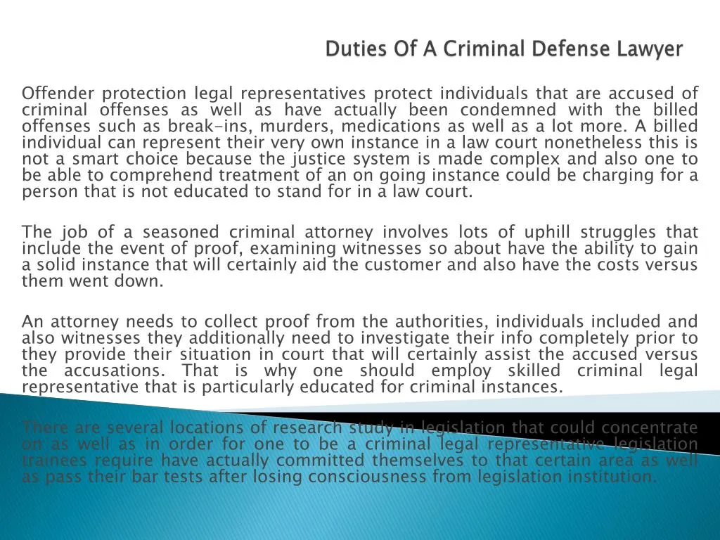 PPT - Duties Of A Criminal Defense Lawyer PowerPoint ...