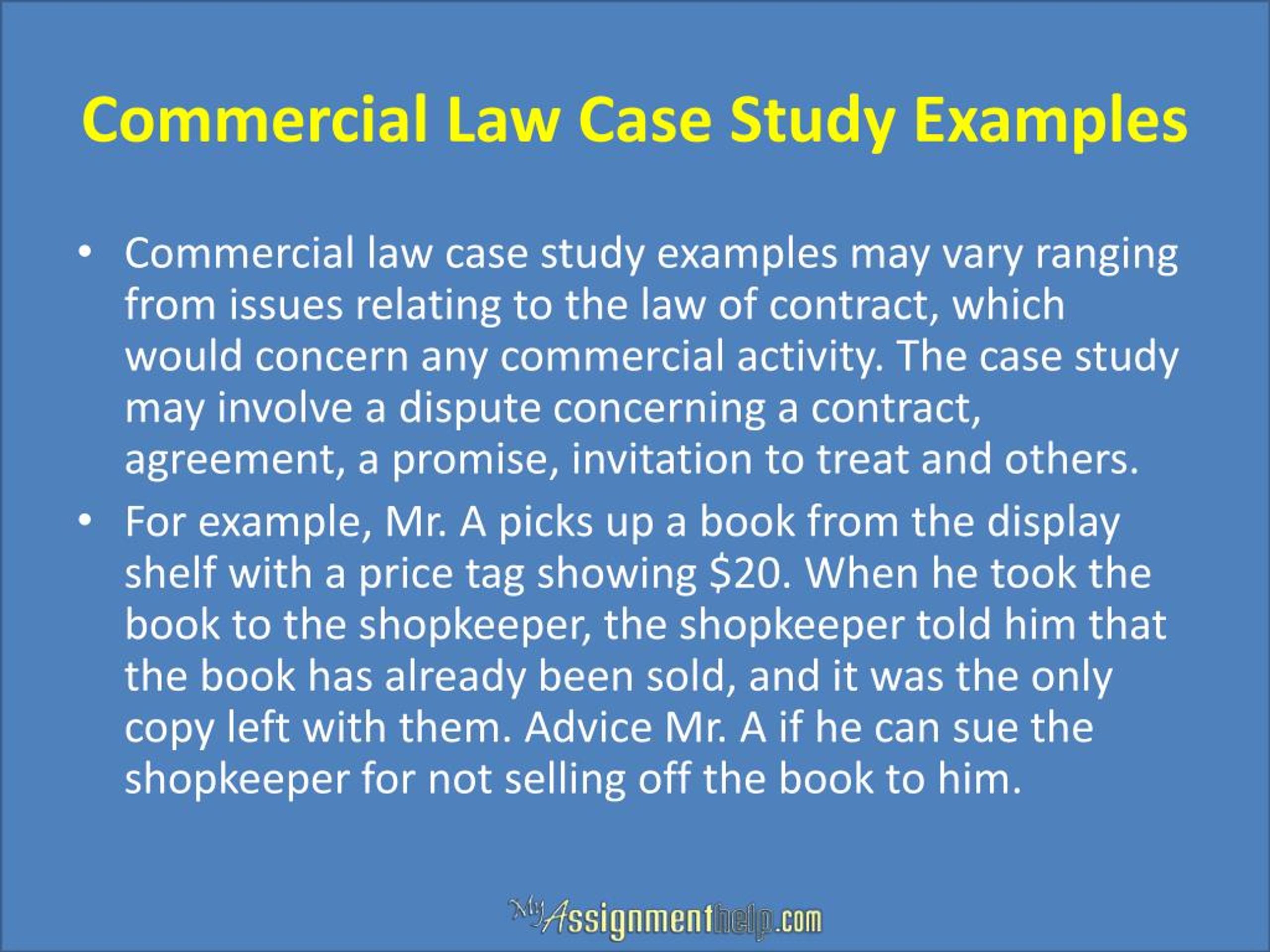 commercial law case study questions and answers