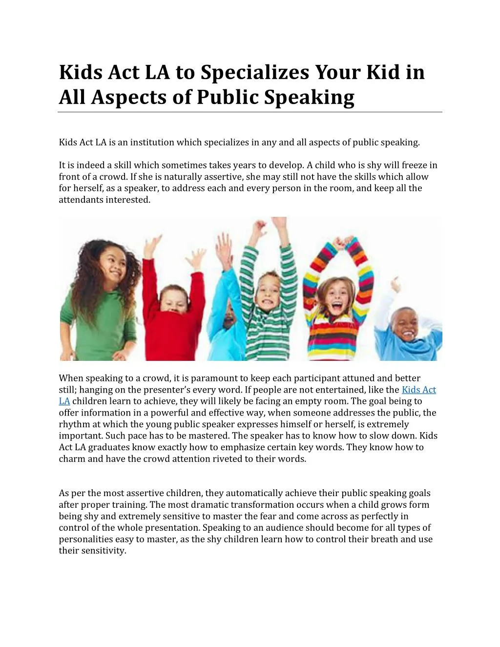 PPT - Kids Act LA to Specializes Your Kid in All Aspects ...