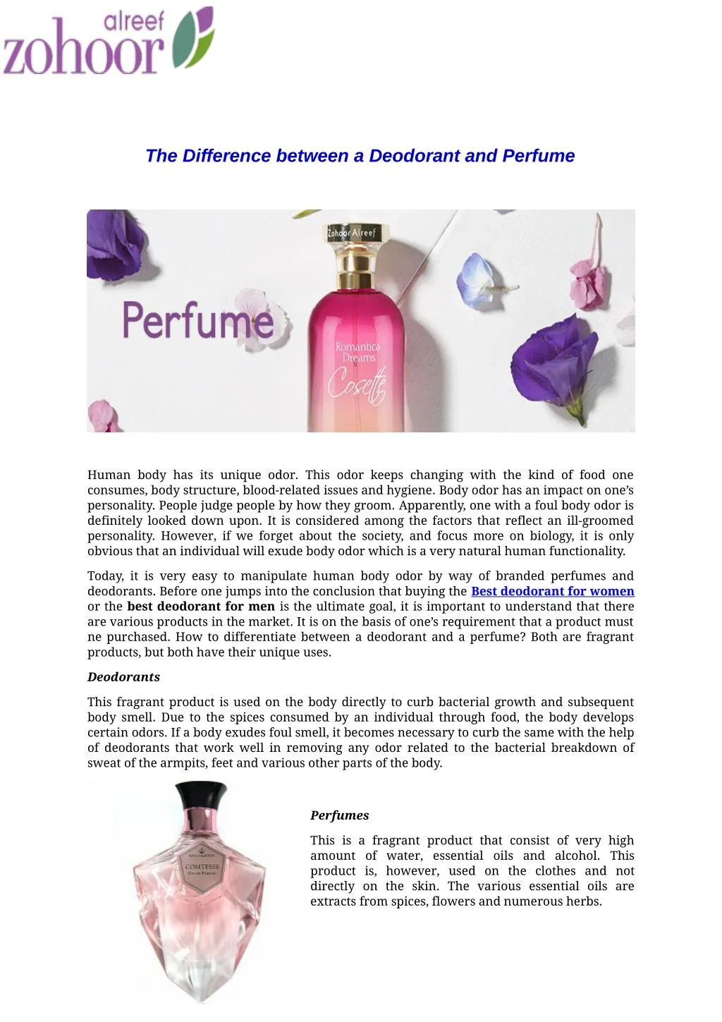 what is the difference between deodorant and perfume