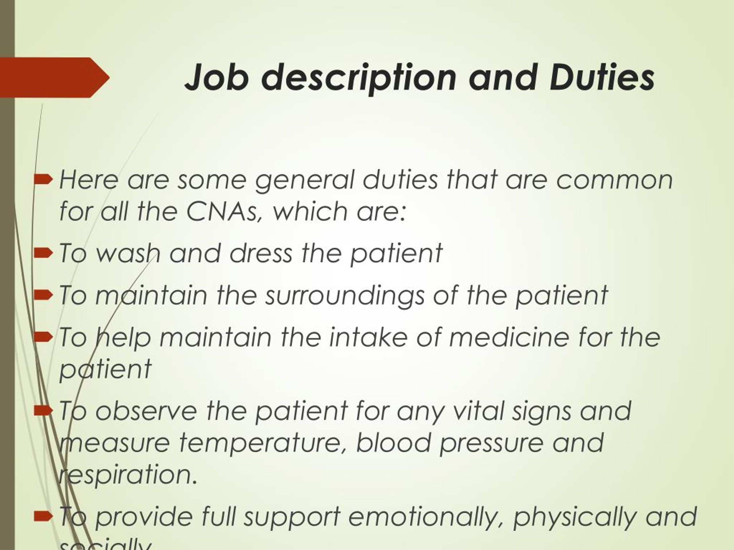 PPT Certified Nursing Assistant (CNA) job discription & duties