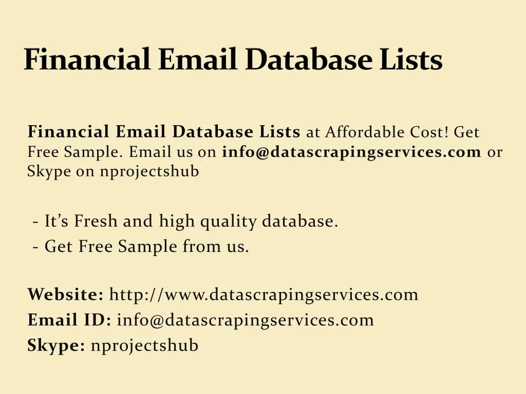 financial email database lists n.