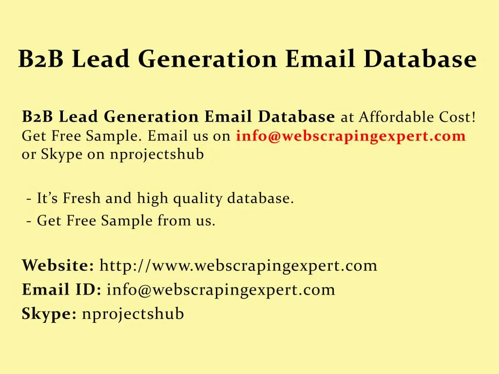 b2b lead generation email database n.