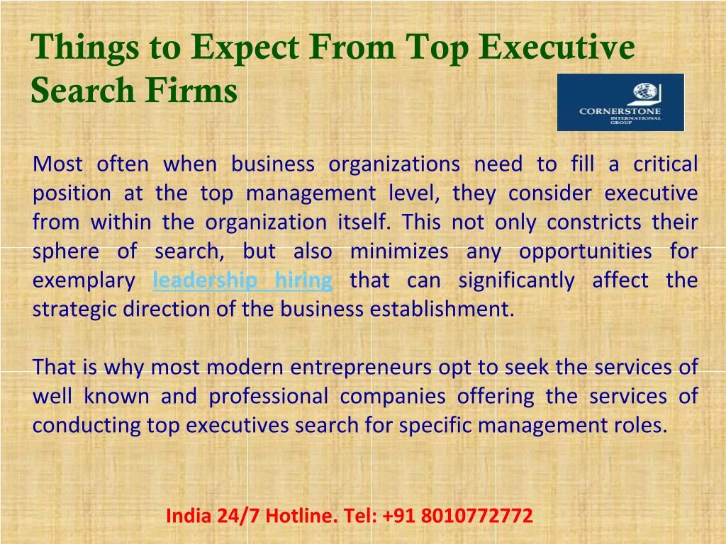 PPT Things to Expect From Top Executive Search Firms PowerPoint