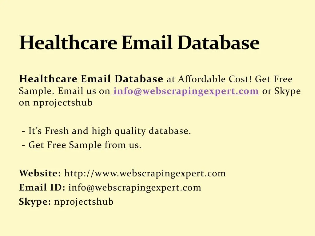 healthcare email database n.