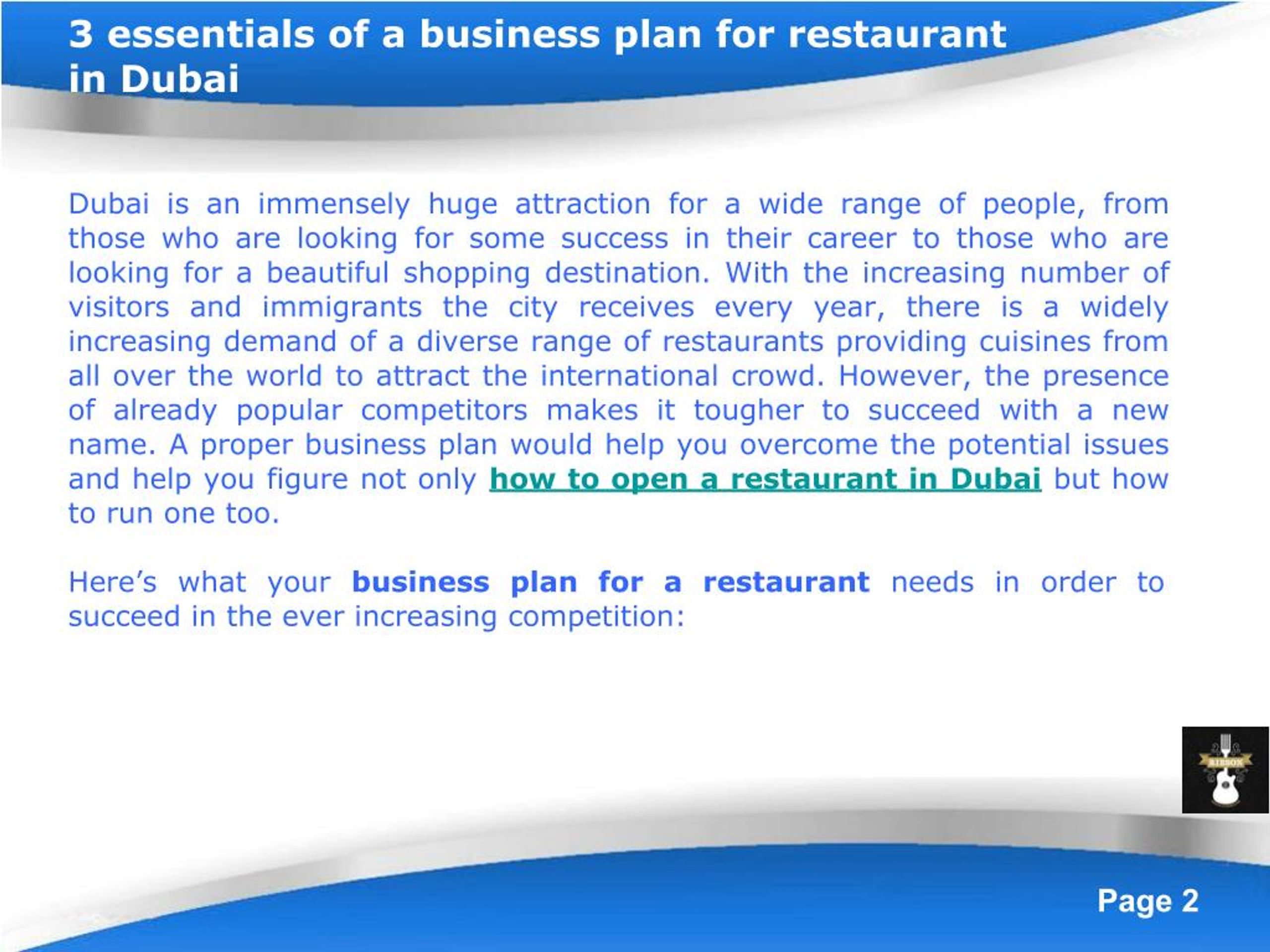 restaurant business plan in dubai