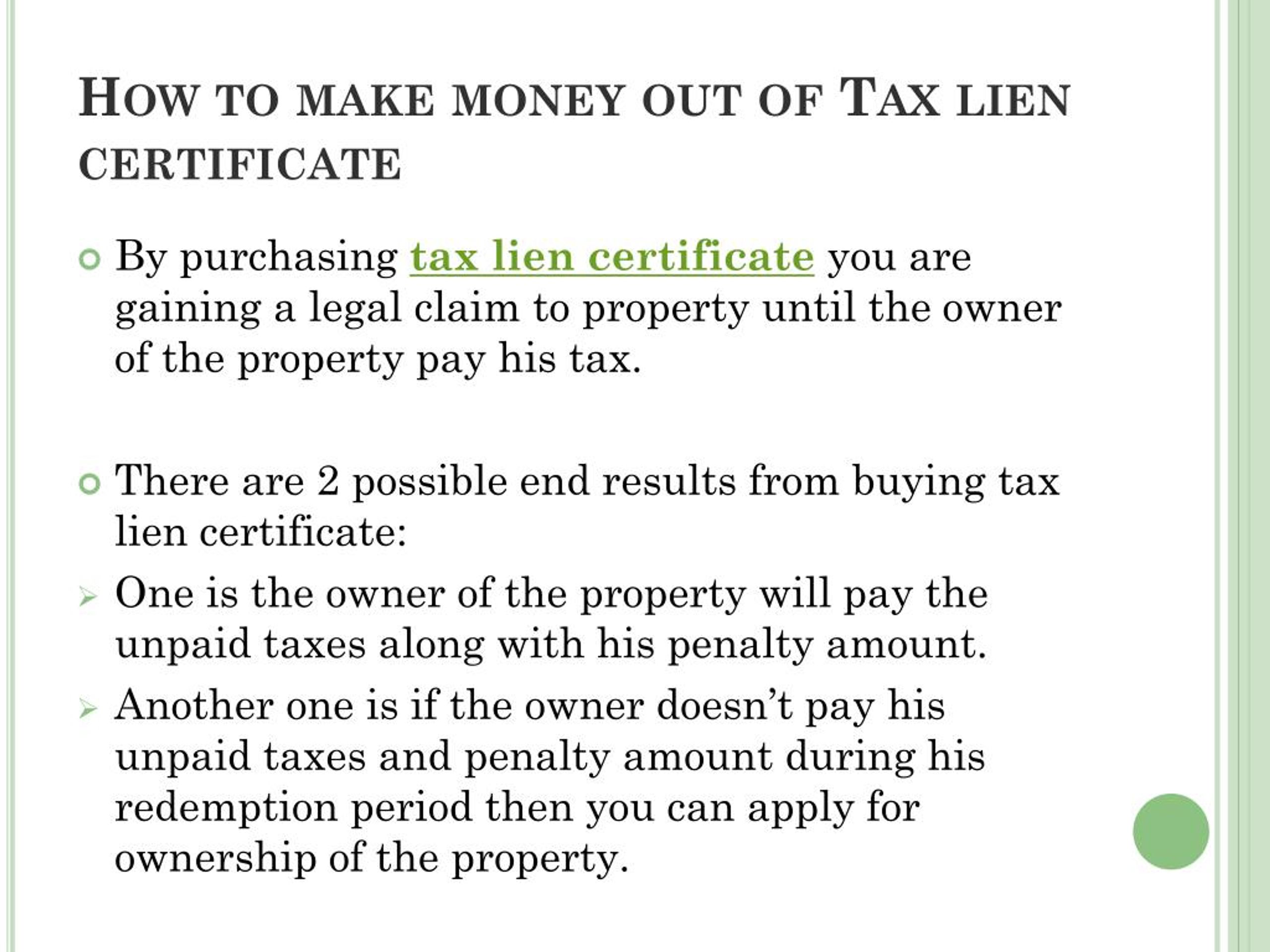 PPT - Why You Should Invest In Tax Lien Certificate? PowerPoint ...