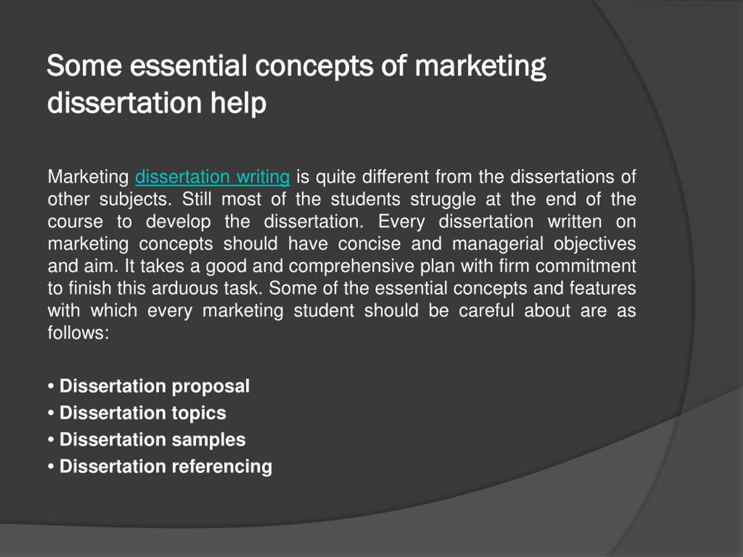 marketing dissertation concepts