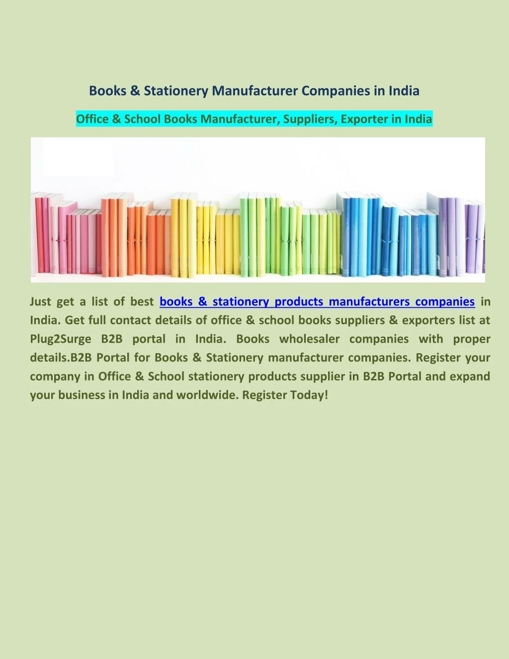 PPT Books & Stationery Manufacturer Companies in India PowerPoint